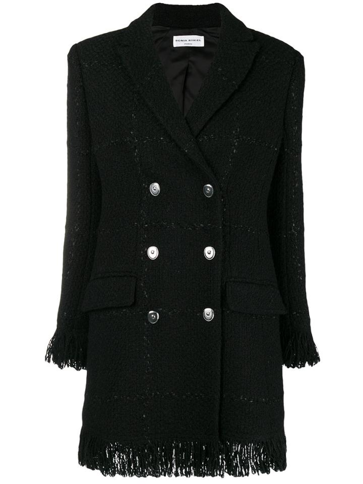 Sonia Rykiel Double Breasted Bouclé Blazer - Black