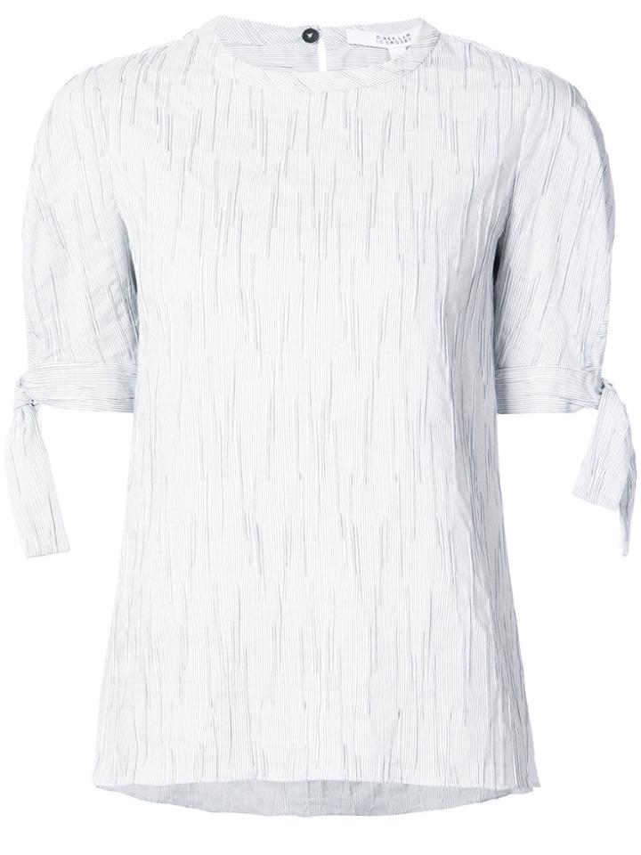 Derek Lam 10 Crosby Short Sleeve Crewneck Top With Tie Detail - White