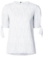 Derek Lam 10 Crosby Short Sleeve Crewneck Top With Tie Detail - White