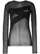 Nostra Santissima - Longsleeve Panelled Mesh Top - Women - Polyamide/spandex/elastane - 42, Black, Polyamide/spandex/elastane