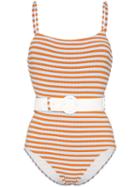 Solid & Striped Striped Belted Swimsuit - Blue