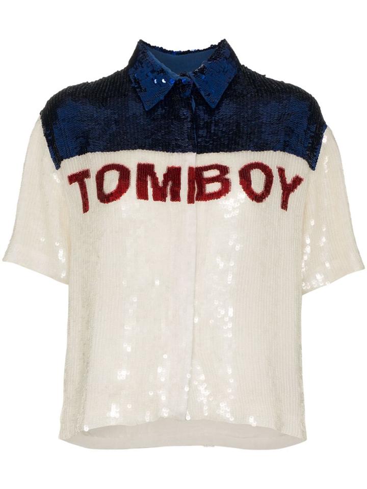 Filles A Papa Tomboy Sequinned Button-down Shirt - White