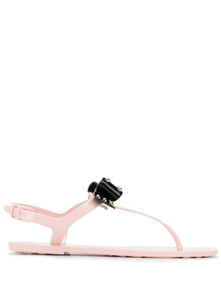 Red Valentino Red(v) Studded Bow Thong Sandals - Pink