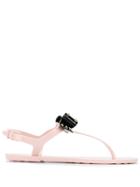 Red Valentino Red(v) Studded Bow Thong Sandals - Pink