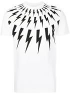 Neil Barrett - Lightning Bolt T-shirt - Men - Cotton - Xxs, White, Cotton