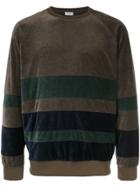 En Route Striped Velour Sweatshirt - Green