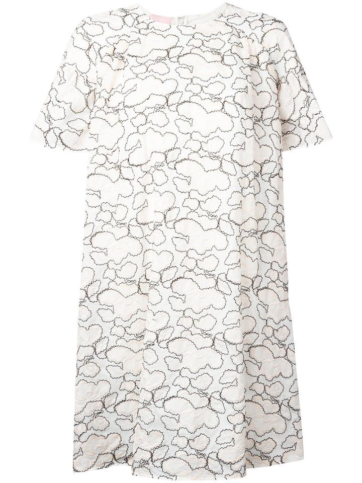 Giamba - Abstract Embroidery T-shirt Dress - Women - Cotton/polyester - 40, Nude/neutrals, Cotton/polyester