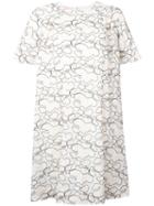 Giamba - Abstract Embroidery T-shirt Dress - Women - Cotton/polyester - 40, Nude/neutrals, Cotton/polyester