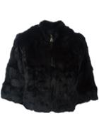 Blugirl Zip-up Fur Jacket, Women's, Size: 40, Black, Rabbit Fur/polyester
