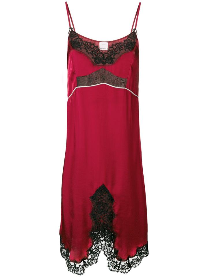 Pinko Lace Trimmed Slip Dress - Red