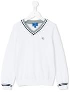 Fay Kids - V-neck Polo Sweater - Kids - Cotton - 4 Yrs, White