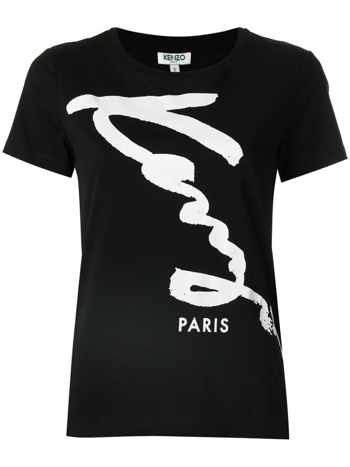 Kenzo - Kenzo Signature T-shirt - Women - Cotton - Xs, Black, Cotton