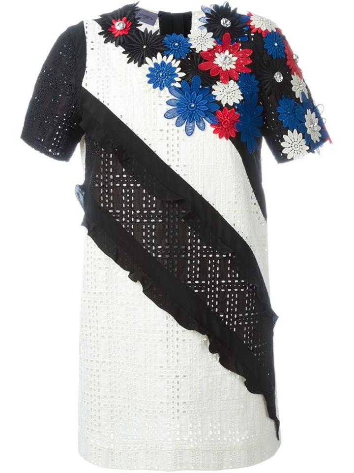 Emanuel Ungaro Flower Appliqué Embroidered Dress, Women's, Size: 44, Black, Polyester/cotton/silk