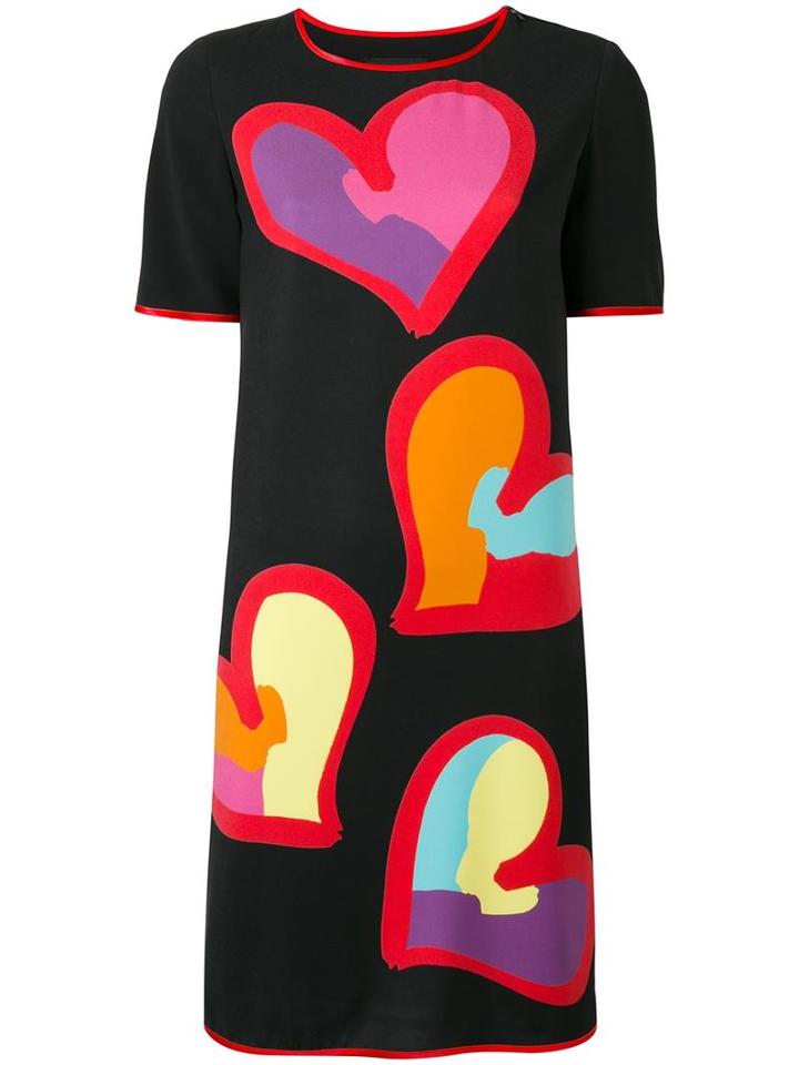 Boutique Moschino Heart Print T-shirt Dress, Women's, Size: 42, Black, Polyester/other Fibers
