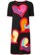 Boutique Moschino Heart Print T-shirt Dress, Women's, Size: 42, Black, Polyester/other Fibers