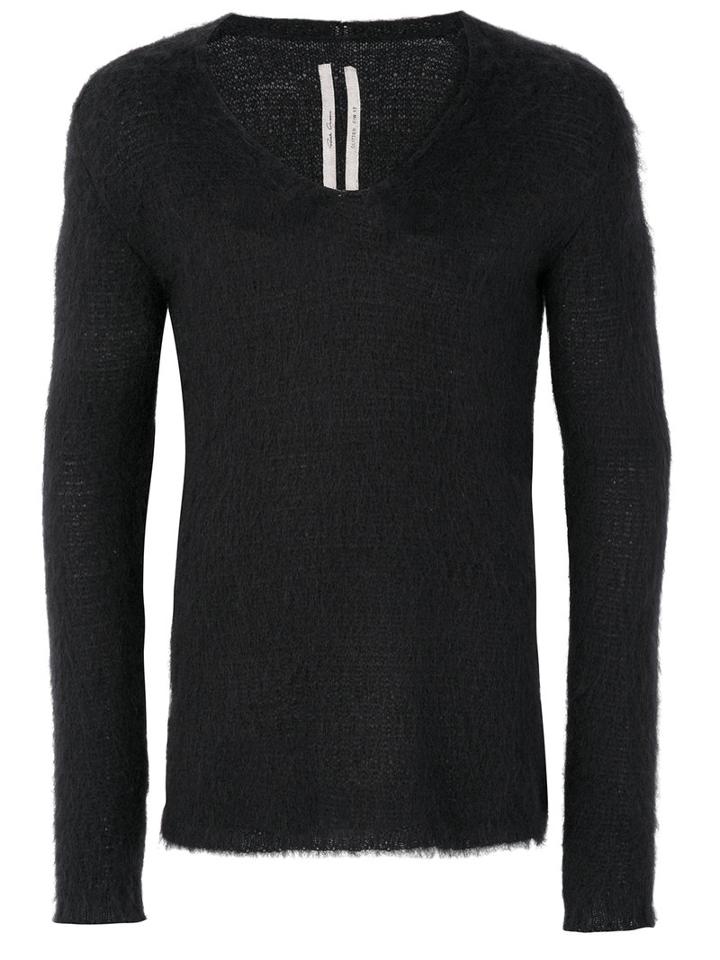 Rick Owens - V-neck Jumper - Men - Polyamide/mohair/merino - L, Black, Polyamide/mohair/merino