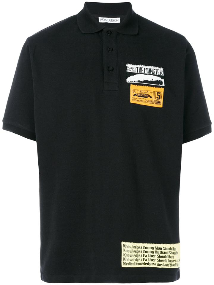 Jw Anderson Patch Detail Polo Shirt - Black