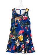 Monnalisa Jakioo Tropical Print Dress - Blue