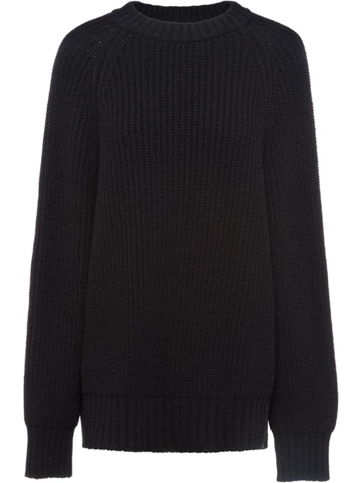 Prada Ribbed Oversized Jumper - Black