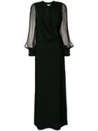 Lanvin Long Dress With Sheer Sleeves - Black