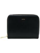 A.p.c. Zipped Logo Wallet - Black