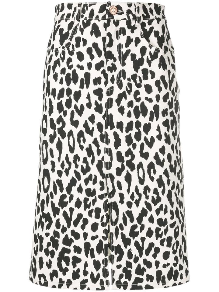 See By Chloé Animal Print Midi Skirt - White