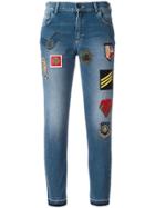 Mr & Mrs Italy Patched Cropped Jeans - Blue