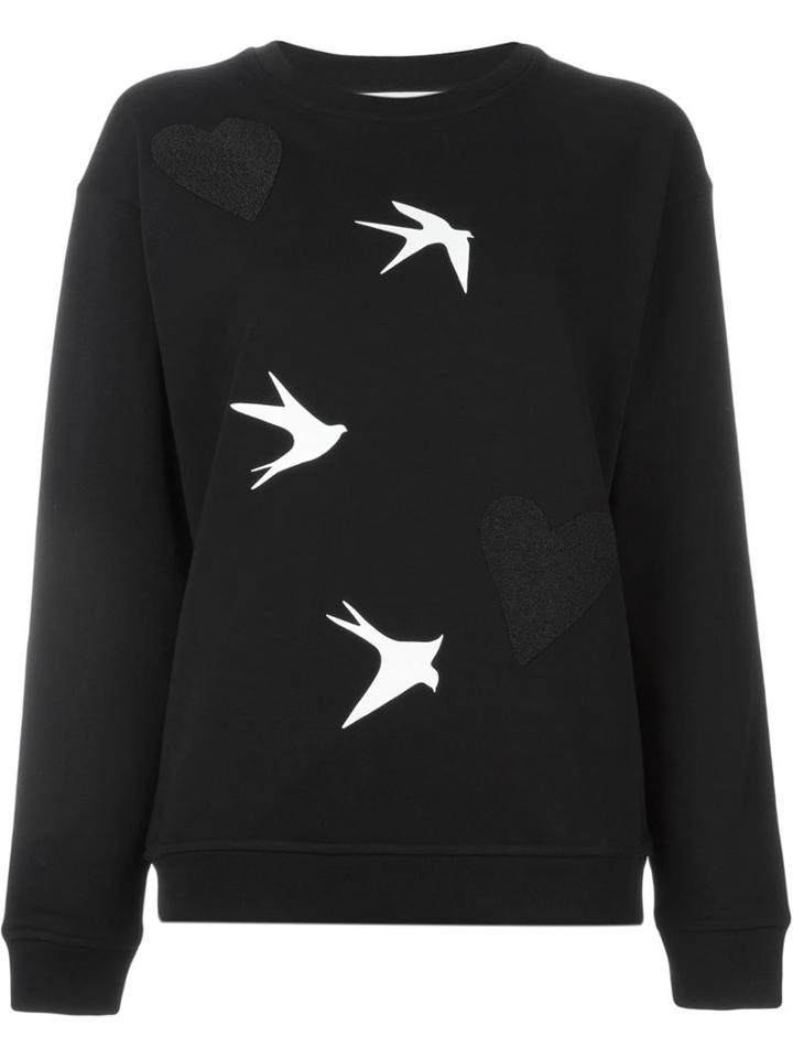 Mcq Alexander Mcqueen 'hearts & Swallow' Sweatshirt, Women's, Size: Large, Black, Cotton