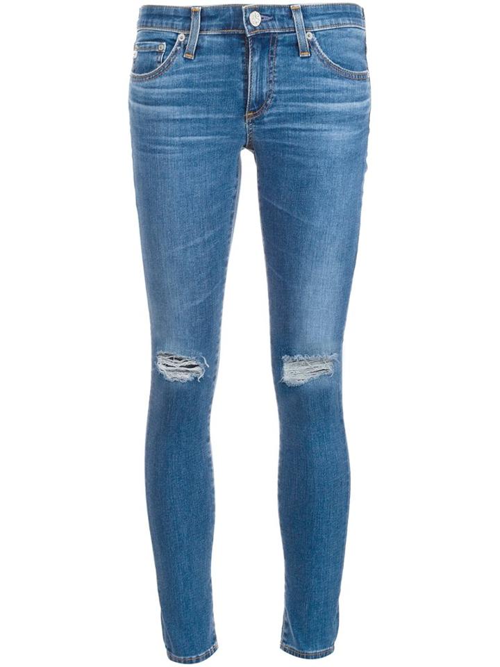 Ag Jeans Distressed Skinny Jeans, Women's, Size: 24, Blue, Cotton/polyurethane