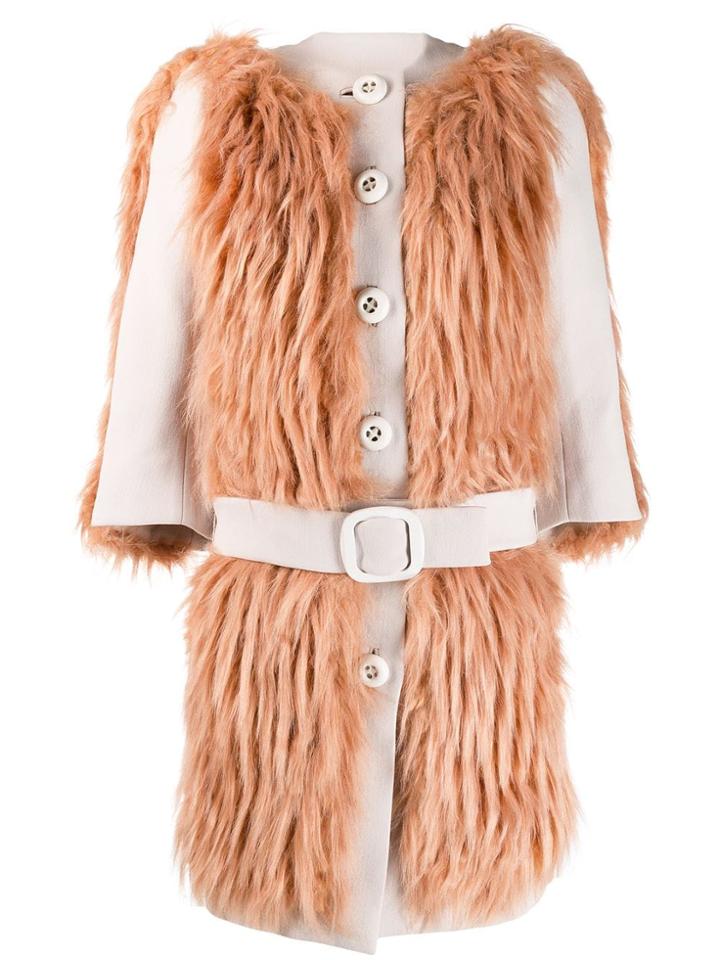 Prada Vintage 2011's Knitted Belted Coat - Neutrals