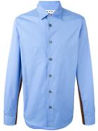 Marni Side Stripe Shirt, Men's, Size: 50, Blue, Cotton/polyamide/virgin Wool