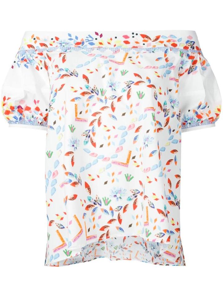 Peter Pilotto Off-the-shoulder Top, Women's, Size: 12, White, Cotton/spandex/elastane/polyester