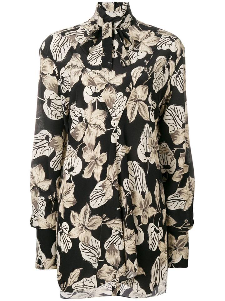 Rokh Oversized Floral Print Shirt - Black