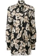 Rokh Oversized Floral Print Shirt - Black