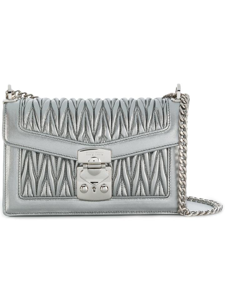 Miu Miu Matelassé Crossbody Bag - Metallic