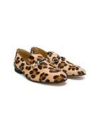 Gallucci Kids Leopard Print Horsebit Loafers - Nude & Neutrals