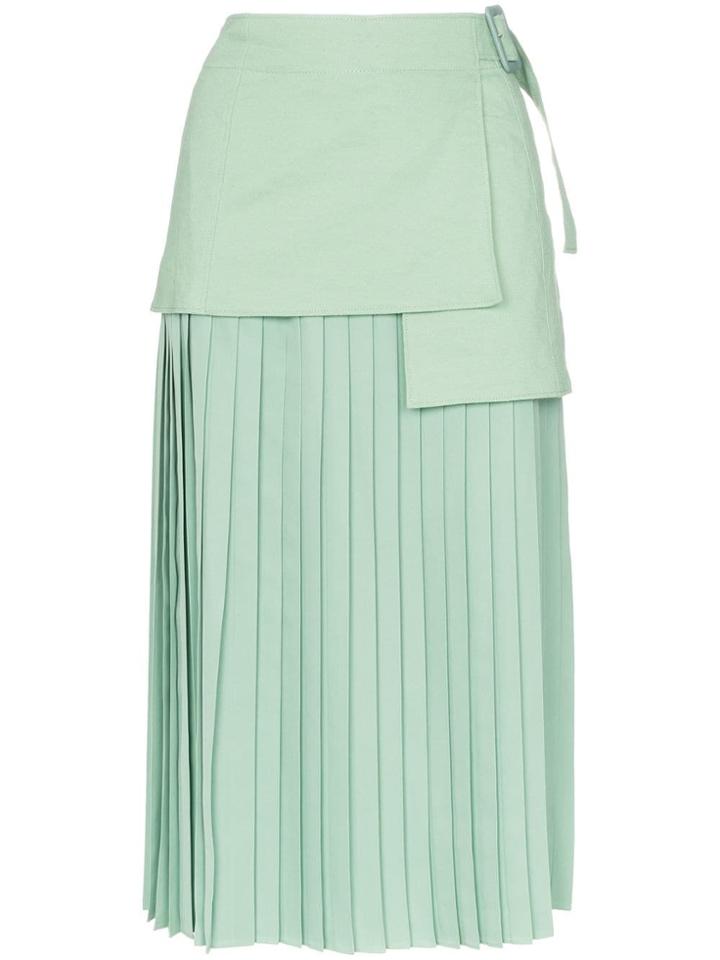 Joseph Billie Buckle Pleated Skirt - Green