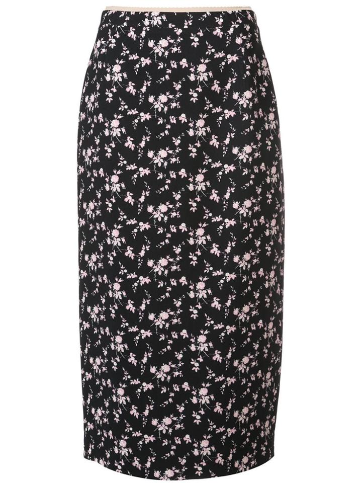 No21 Floral-print Skirt - Black
