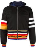 Iceberg Striped Hooded Jacket, Men's, Size: 48, Black, Polyamide/polyurethane/feather Down