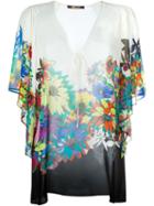 Roberto Cavalli Flower Print Sheer Blouse