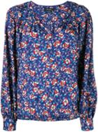 Isabel Marant - Floral Open Neck Top - Women - Silk/cotton - 40, Blue, Silk/cotton