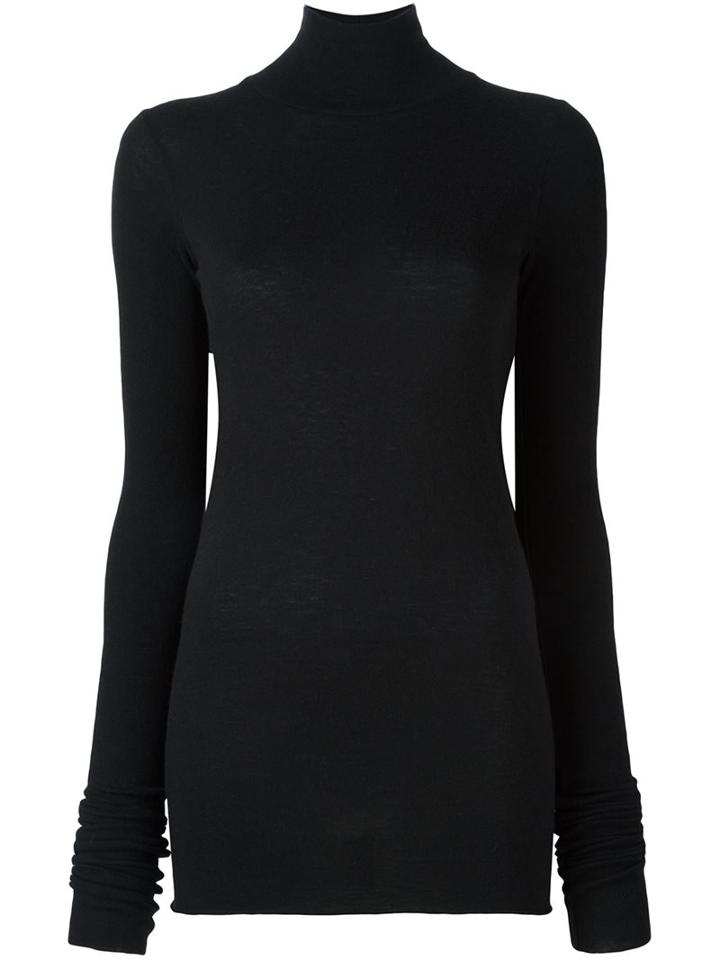 Rick Owens Lilies Turtle Neck Jumper, Women's, Size: 44, Black, Polyamide/viscose/angora/wool