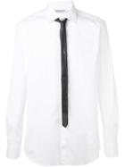 Neil Barrett Tie Detail Shirt, Men's, Size: 40, White, Cotton/polyester/silk
