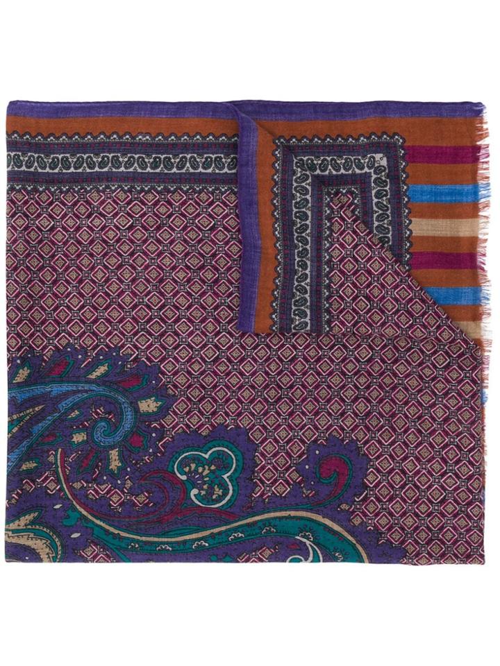 Etro Paisley And Tile Print Scarf - Purple