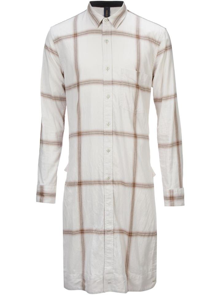 Mihara Yasuhiro Checked Long Shirt, Men's, Size: 48, Nude/neutrals, Cotton