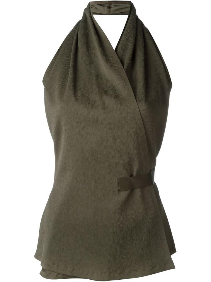 Rick Owens Wrap-style Halter Top, Women's, Size: 42, Green, Viscose/spandex/elastane