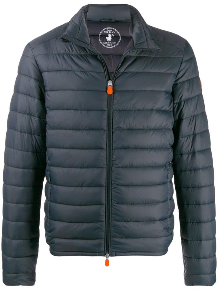 Save The Duck Quilted Zip-front Coat - Grey