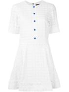House Of Holland Embroidered Flared Dress, Women's, Size: 12, White, Cotton/polyester