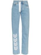 Off-white Embroidered Arrow Straight Leg Jeans - Blue