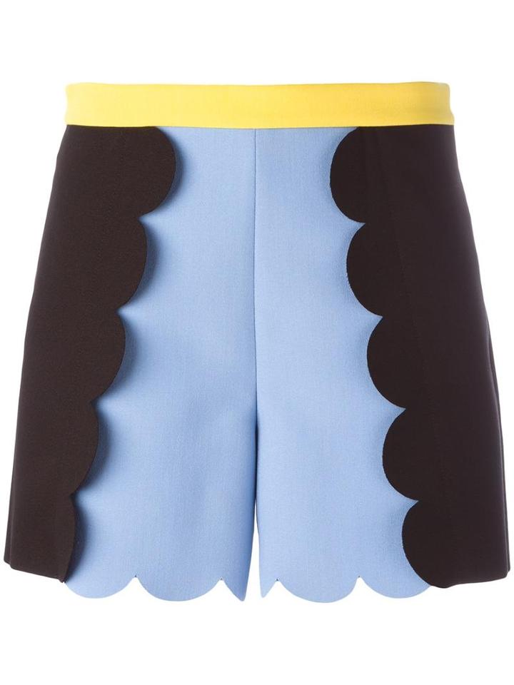 Msgm Scalloped Shorts, Women's, Size: 42, Blue, Polyester/spandex/elastane/viscose
